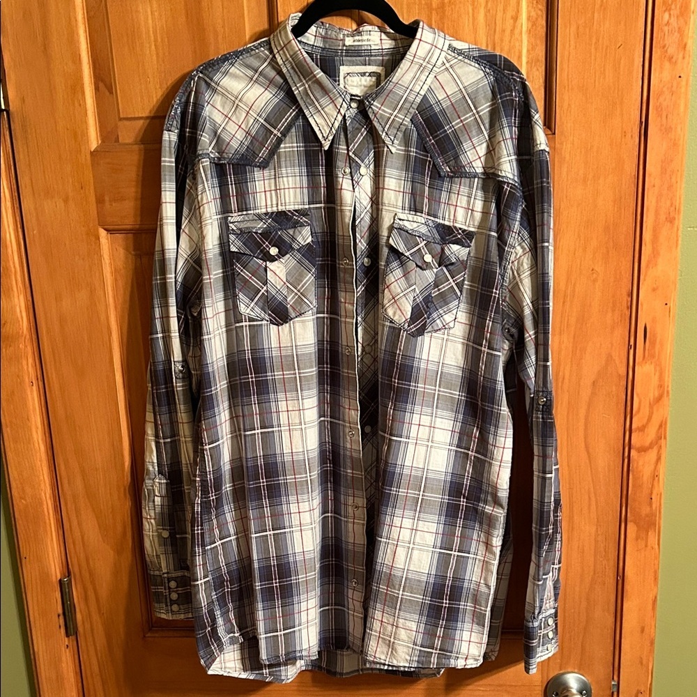 BKE Checkered Shirt - Navy and Crimson